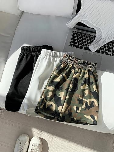 RoseSeek Girl's 3 Packs Camo Shorts Elastic Waist Athletic Summer Shorts | Mini Mid Rise, Shorts for Girls 10-12, Shorts for Teens, Toddler, Summer, Boxer, Cute Shorts thumbnail 2