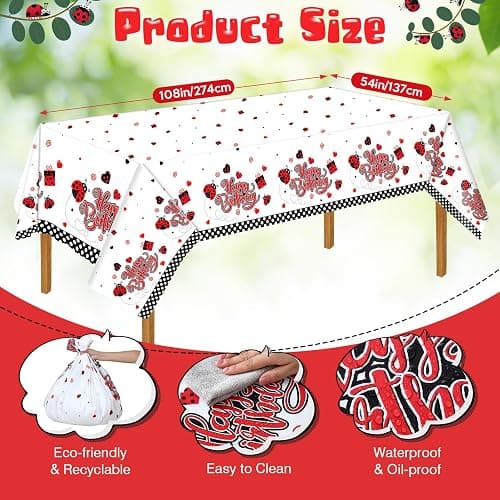 Sumind 200 Pcs Ladybug Birthday Party Decorations Set Ladybug Themed Party Supplies Balloon Tableware Happy Birthday Banner Dot Tablecloth Cup Straw Napkin Baby Shower Decor(54 x 108 Inch,Multicolor) thumbnail 4