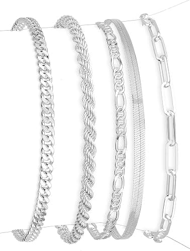 DEARMAY Gold Bracelets for Women Waterproof, 14K Gold Plated Jewelry Sets Trendy Thin Dainty Stackable Cuban Link Paperclip Chain Bracelet Pack Fashion Accessories Gifts for Womens - Image 1