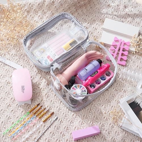 Nail Kit for Beginners with Everything: Practice Nail Hand Acrylic Set Professional Powder Liquid Starter Kits with Drill U/V Lamp in Cosmetic Gift Bag for Salon Home (Sliver) thumbnail 3