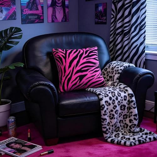 Pecfamly Y2K Pink and Black Zebra Print Throw Pillows (Covers Only No Pillow Inserts) Hot Pink Mcbling Trashy Y2K 2000S Baddie Scene Room Bedroom Decor for Teen Girls Women thumbnail 2