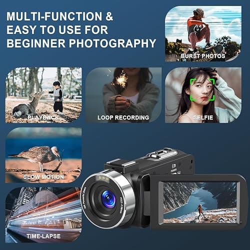Yollner 8K Video Camera 64MP Camcorder IR Night Vision Vlogging Camera, 18X Zoom WiFi Digital Touch Screen Camcorder for YouTube with 32GB SD Card, Remote Control, and Two Batteries thumbnail 3