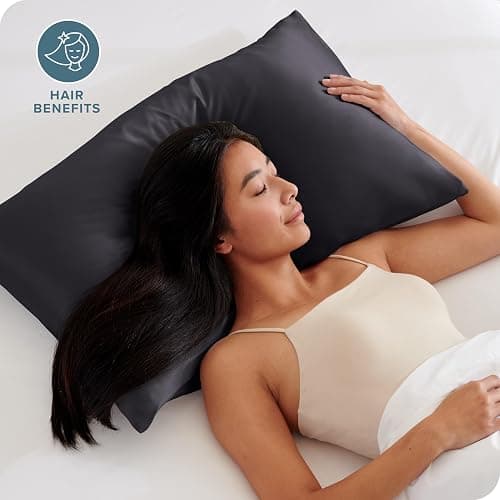 Bare Home Satin Pillowcases for Hair and Skin - 2 Pack King (20x36) - Luxury Pillowcases - Envelope Enclosure - Soft and Smooth Satin - Breathable - Similar to Silk (Forged Iron Grey, 2 Pack) thumbnail 3
