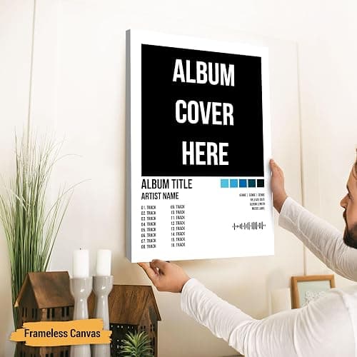 Custom Album Cover Print, Choose Your Own Album, Personalized Music Poster with Tracklist & Song Code, Framed or Unframed Wall Art Canvas, Gift for Music Lovers, Birthday & Graduation Gift for Him or Her thumbnail 2