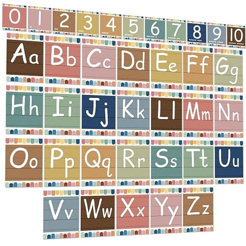 Adduster Bulletin Board Letters - ABC Alphabet Poster Classroom Decor Set Preschool English Poster Kindergarten/Primary School Classroom Wall Decor Daycare/Homeschool Supplies 10inx5.5in - Image 1