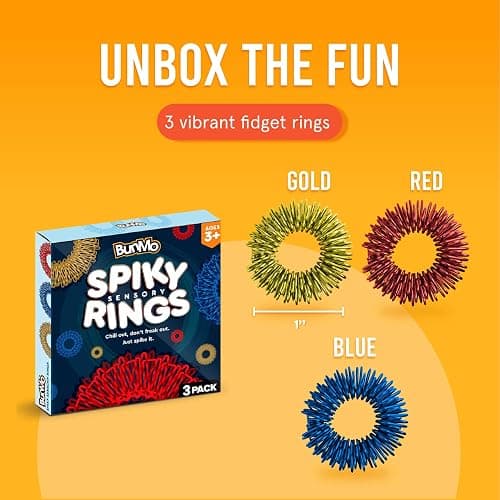 BunMo Spiky Sensory Rings 3pk – Acupressure Rings - Fidget Ring for Adults – Sensory Stimulation & Finger Comfort – Durable & Portable - Spiky Fidget Ring - Stocking Stuffers for Teen Boys thumbnail 5