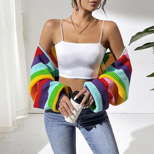 Durio Open Front Long Sleeve Cropped Cardigan - Y2K Drop Shoulder Bolero Shrug Fall Fashion 2026 thumbnail 3