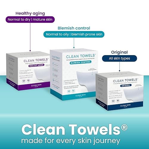 Clean Skin Club Blemish Control Clean Towels® XL, Compostable Face Towels, Light Exfoliation for Oily Skin, Eczema Association Accepted Disposable Face Towelette, Makeup Remover Dry Wipes, 50 count thumbnail 10