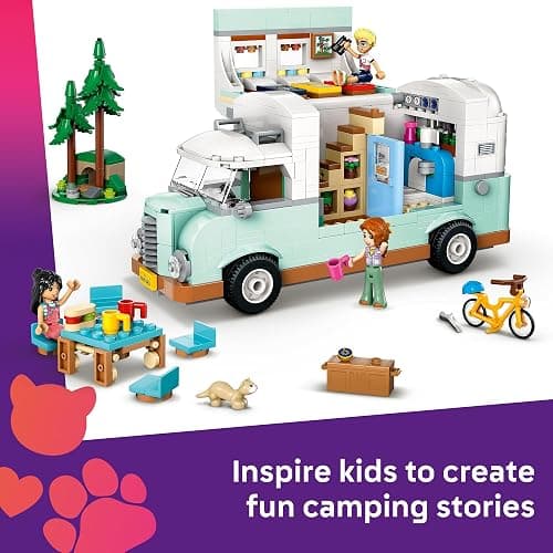 LEGO Friends Friendship Camper Van Adventure Toy Building Set - Pretend Play Set for Kids, Girls and Boys, Ages 7+ - Gift Idea for Birthday - with 3 Minidolls and Ferret Figure - 42663 thumbnail 5