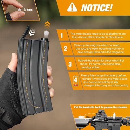 JellyBullet Automatic Blaster 850102 Black, Metal Gear, Larmside Nylon 3.9 Pounds, XT30 Plug 280 FPS & 100+ Ft Range, Automatic Repeating & Automatic Single, Pre-Feeding Magazine, Ages 18+ (DarkMfour) thumbnail 8