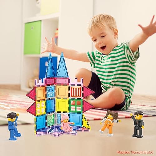 Picasso Toys Magnetic Action Figures 8 Piece Family Character for Construction Building Block Tiles Toddler Toy Set Magnet Expansion Variety Pack Educational STEM Learning Kit Pretend Playset PTA11 - 8 Family thumbnail 2