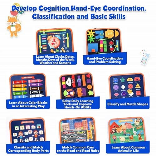 Toddler Toys Busy Board - Montessori Toys for 1-5 Year Old Boy Girl Gifts | Birthday Gifts for Kids, Sensory Toys Baby Essentials, Busy Book for Toddlers 1-5 Year Old, Airplane Activities Toys Gifts thumbnail 4
