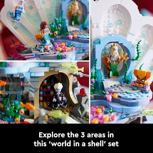 LEGO Disney Princess The Little Mermaid Royal Clamshell 43225 Collectible Adult Building Set, Gift for Princess Movie Fans Ages 18 and Up, Featuring Ariel, Ursula, King Triton, Sebastian and Flounder thumbnail 3