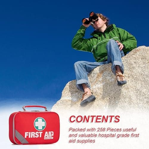General Medi 2-in-1 First Aid Kit (215 Piece Set) + 43 Piece Mini First Aid Kit -Includes Ice(Cold) Pack, Moleskin Pad and Emergency Blanket for Travel, Home, Office, Car, Workplace thumbnail 7