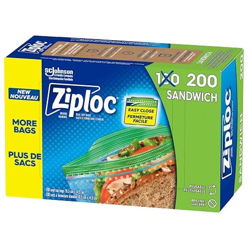 Ziploc Sandwich Bags for On-the-Go Freshness, Grip 'n Seal Technology for Easier Grip, Open and Close, 180 Count - Image 1