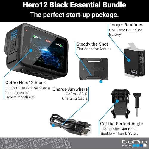 GoPro Hero12 Black E-Commerce Package - Waterproof Action Camera with 5.3K60 Ultra HD Video, 27MP Photos, HDR, 1/1.9" Image Sensor, Live Streaming, Webcam, Stabilization thumbnail 2