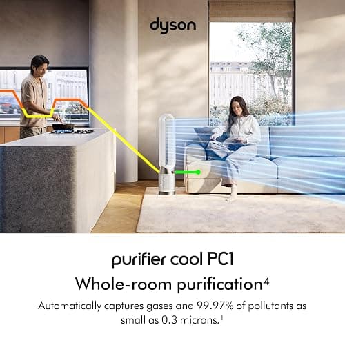 Dyson Purifier Cool PC1, HEPA Air Purifier Tower Fan, App and remote controlled, 350° oscillation, 10 levels, bladeless (White) thumbnail 2