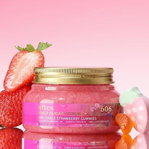 Sttes Smell Rio Shea Sugar Body Scrub 606 (Pressable Strawberry Gummies) – Strawberry Candy Scent Shower Treatment 250g thumbnail 2