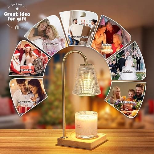 Hong-in Candle Warmer Lamp with Timer Dimmer,Birthday Gifts for Women Mom Sister,House Warming Gifts New Home Room Decor,Vintage Wax Warmer for Scented Wax Jar Candles thumbnail 3