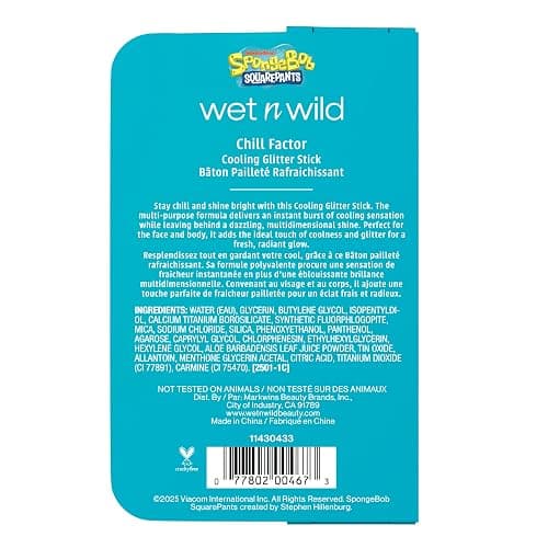 wet n wild Spongebob Cooling Glitter Stick, Shimmering Opal Glow for Face & Body, Puffiness-Reducing Stick – Chill Factor thumbnail 6
