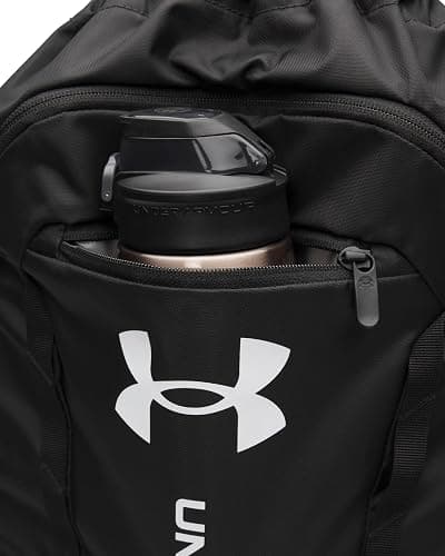 Under Armour Unisex Hustle Sackpack, (001) Black/Black/White, One Size Fits Most thumbnail 4