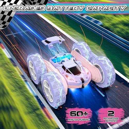 cosone Remote Control Car RC Cars for Kids Toys Rechargeable 360° Rotating 2.4Ghz RC Stunt Car for Kids Birthday Gift for 6 Years Old Girls Toys 6 7 8 9 10 Years Old Girl Gift Ideas (Pink&Purple) thumbnail 3