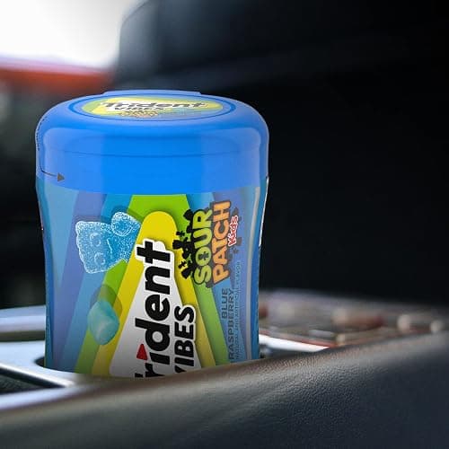 Trident Vibes SOUR PATCH KIDS Blue Raspberry Sugar-Free Chewing Gum, 40 Piece Bottle thumbnail 7
