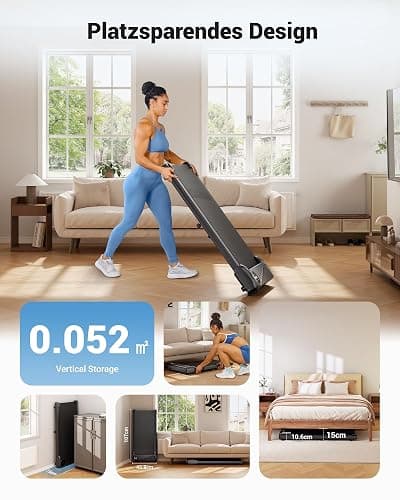 THERUN Schreibtisch Walking Pad mit Leise 2,5 PS-Motor, 2 in 1 Kleines Laufband mit Fernbedienung und LED-Panel für Zuhause und Büro thumbnail 6