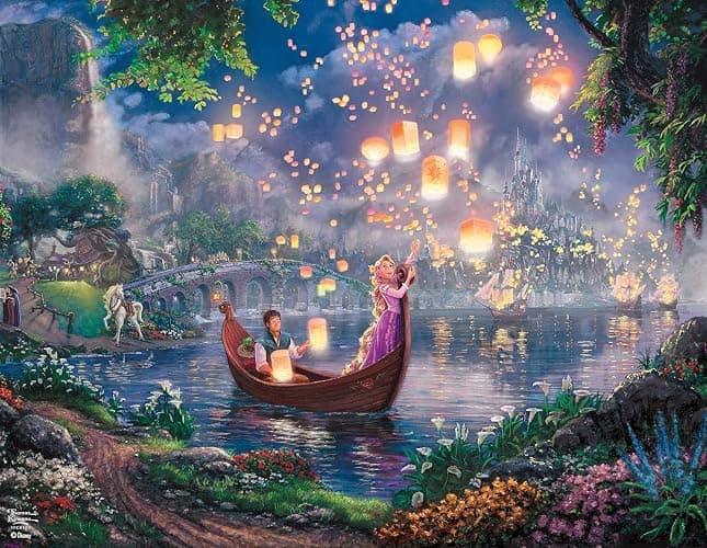 Ceaco - 4 in 1 Multipack - Thomas Kinkade - Disney Dreams Collection - Tangled, Mickey and Minnie Mouse, Dumbo, & The Little Mermaid - (4) 500 Piece Jigsaw Puzzles , Blue thumbnail 2