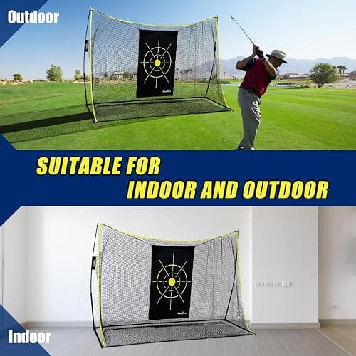 LIBERRWAY Golf Net,10x7x3ft Heavy Duty Golf Practice Hitting Net for Backyard Driving,Golf Driving Range&Golf Swing Net, Tri-Turf Mat with 6 Golf Balls, 8 Golf Tees&Carry Bag, Gifts for Men/Golfers thumbnail 6