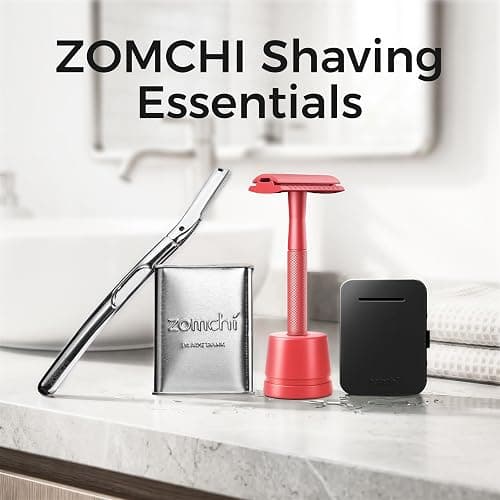 ZOMCHI Single Blade Double Edged Safety Razor with 5 Safety Razor Blades, Metal Razor for Men & Women, Single Blade Razor – Light Coral thumbnail 9