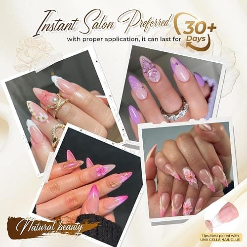 UNA GELLA Medium Stiletto Nail Tips 504PCS Clear Gel Nail Tips | Press-On Nails Stiletto Full Cover Pre-Etched Fake Acrylic Nails Sturdy for Nail Extensions Home Art Salon 12 Sizes thumbnail 2