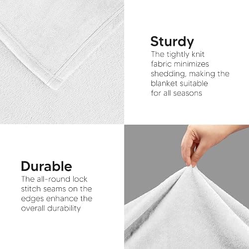 Utopia Bedding Fleece Blanket King Size White 300GSM Luxury Anti-Static Fuzzy Soft Microfiber Bed Blanket (90x102 Inch) - King (90x102 Inch) - White thumbnail 7