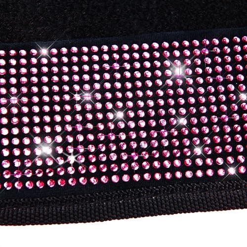 CAR PASS Bling Diamond Car Floor Mat Shining Rhinestones Carpet, Sparkly Glitter Crystal Anti-Slip PVC Heel Pad Automotive Universal Fit for SUV Sedan Car Van, 4pcs for Girl Cute Women, Black Pink thumbnail 7