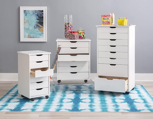 Linon Home Decor Products Corinne Six Drawer Storage, White Wash Rolling Cart - White Wash - Six Drawers thumbnail 21