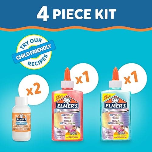 Elmer’s Metallic Slime Kit | Slime Supplies Include Metallic PVA Glue & Magical Liquid Slime Activator | Washable & Kid Friendly | 4 Count thumbnail 3