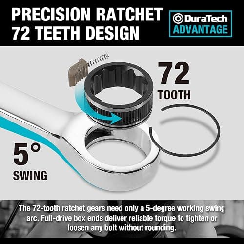DURATECH Ratcheting Wrench Set, Combination Wrench Set, Metric, 10-piece, 6-18mm, CR-V Steel, with Pouch thumbnail 4