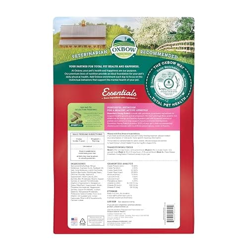Oxbow Essentials Rabbit Food, Young Rabbit, Made with Oxbow Timothy, Pet Food Pellets for Bunnies, Small Animal Pet Products, Made in USA, High Fiber Bunny Supplies, 10 lb. bag thumbnail 2