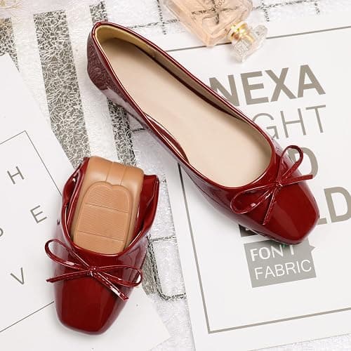 Dear Time Women's Casual Foldable Ballet Flats Square Toe Ballerina Flats Shoes Comfortable thumbnail 3