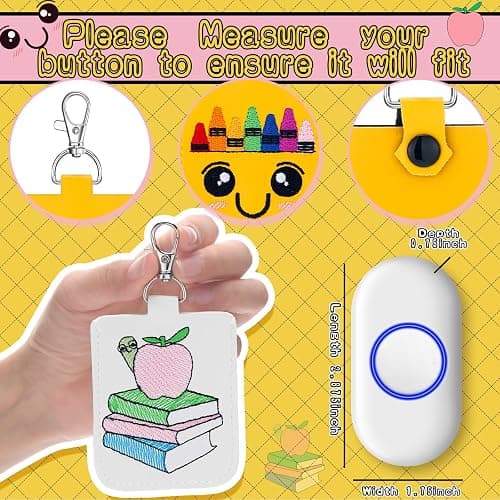 MotiMind 6 Pcs Classroom Doorbell Holder for Teachers Lanyard, PU Leather Class Bell Keychain Case for Back to School Gift(Crayon, Pencil, Rainbow, Book) - Crayon, Pencil, Rainbow, Book thumbnail 4
