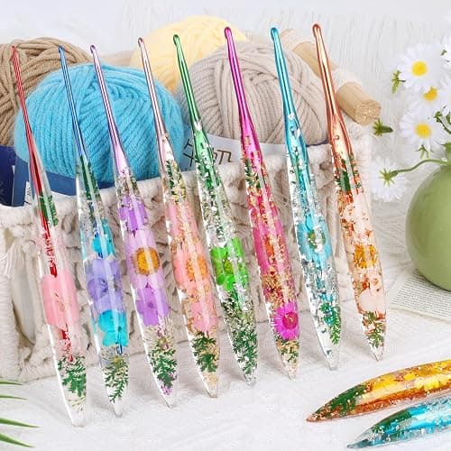 Coopay Crochet Hook, 5.5mm Ergonomic Crochet Hook with Floral Plastic Grips, Stylish and Unique, Ideal for Crocheting Blankets, Dolls, Shawls, Hats, Scarves (I-5.5mm) thumbnail 8