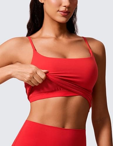 CRZ YOGA Butterlift Scoop Neck Crop Tank Tops for Women - Longline U Back Adjustable Straps Workout Sports Bras thumbnail 3