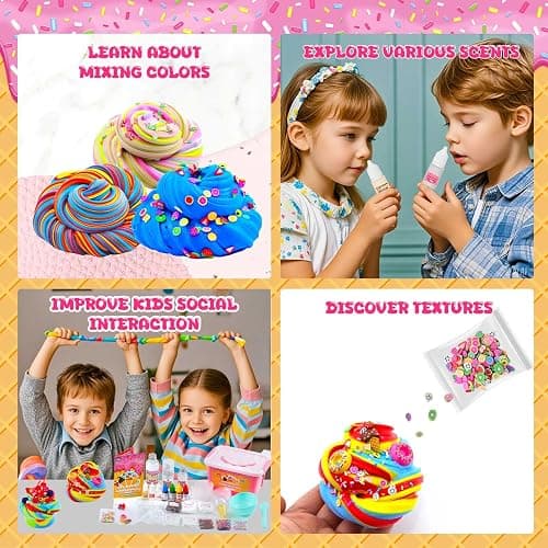Funewest Slime Kit for Girls Ages 8-12 Mini Fluffy Butter Slime Making Kit Ice Cream Slime for Kids DIY Craft Kits with 30+ Piece Birthday Gifts thumbnail 4