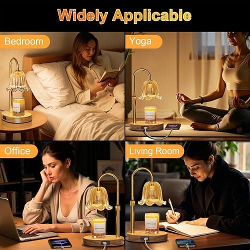 Candle Warmer Lamp - Dimmable & Timer with USB & Type-C Ports, Height Adjustable Flameless Candle Lamp for Jar Candles, for Women's Birthday, Christmas & Anniversary(Includes 2 Bulbs) thumbnail 7