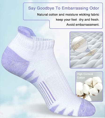 Heyoboy Womens Ankle Anti-blister Cushioned Athletic Running Socks 5 Pairs thumbnail 5
