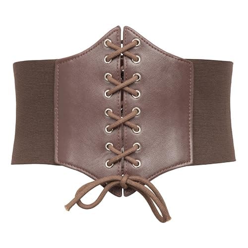 GRACE KARIN Lace-up Cinch Belt Tied Corset Elastic Waist Belt - Coffee - XX-Large - Image 1