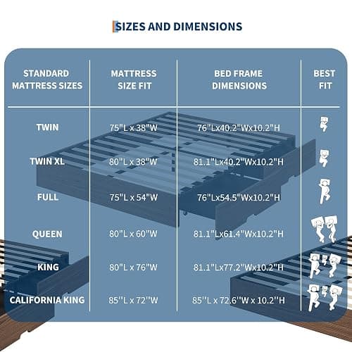 Garvee Queen Bed Frame with 2 Storage Drawers, Wood Platform Bed | Floor Bed Without Headboard, Wood Slat Support, No Box Spring Needed, Easy Assembly thumbnail 6