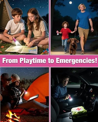 EverBrite Small Flashlight, Compact LED Flash Light with 3 Modes, 3 AAA Batteries Included, Water-Resistant Mini Flashlight for Home,Emergencies and Camping, Pink, 1 Pack thumbnail 3