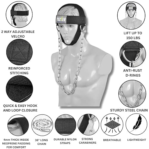 POZTEV Neck Harness with Heavy-Duty Chain - Adjustable Head and Chin Straps for Neck Strength and Pain Relief thumbnail 2
