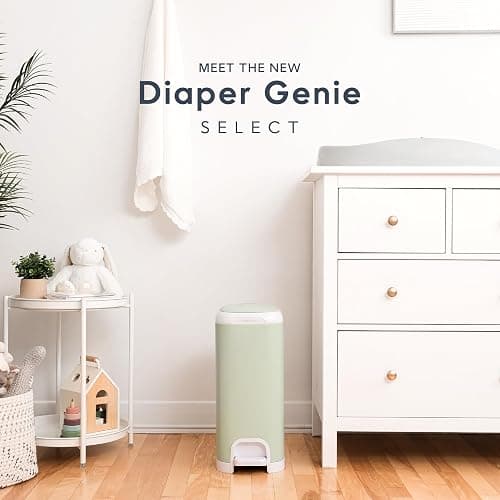 Diaper Genie Select Pail (Green) is Made of Durable Stainless Steel and Includes 1 Starter Square Refill That can Hold up to 165 Newborn-Sized Diapers. thumbnail 2